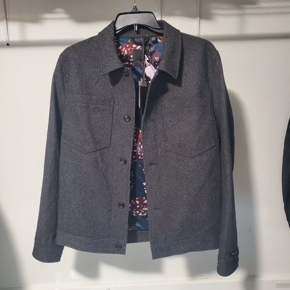 NWT Ted Baker London Mens Rarebit Slim Fit Shirt Jacket Size 2XL Gray  $445 G648
